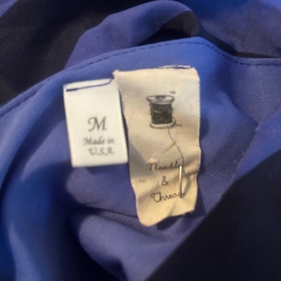 Needle & Thread Blue Zig Zag Pattern Crisscross back shift mini dress, size M - Picture 4 of 5